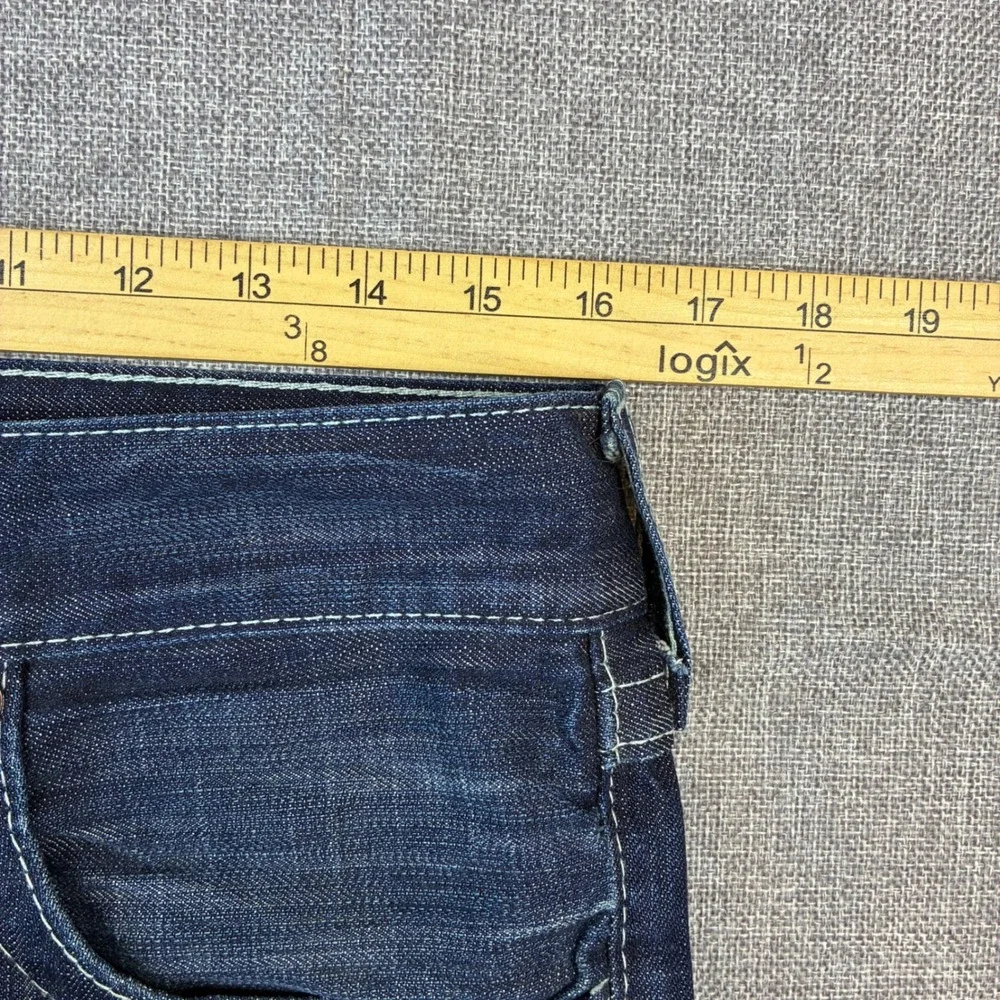True Religion Joey Jeans Mens 32x30 Dark Wash Flare Twisted Seam Horseshoe Logo